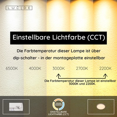 Lucide RINUS - Deckenleuchte Badezimmer - Ø 30 cm - LED - CCT - 1x18W 2200K/3000K - IP44 - Opal - Essential